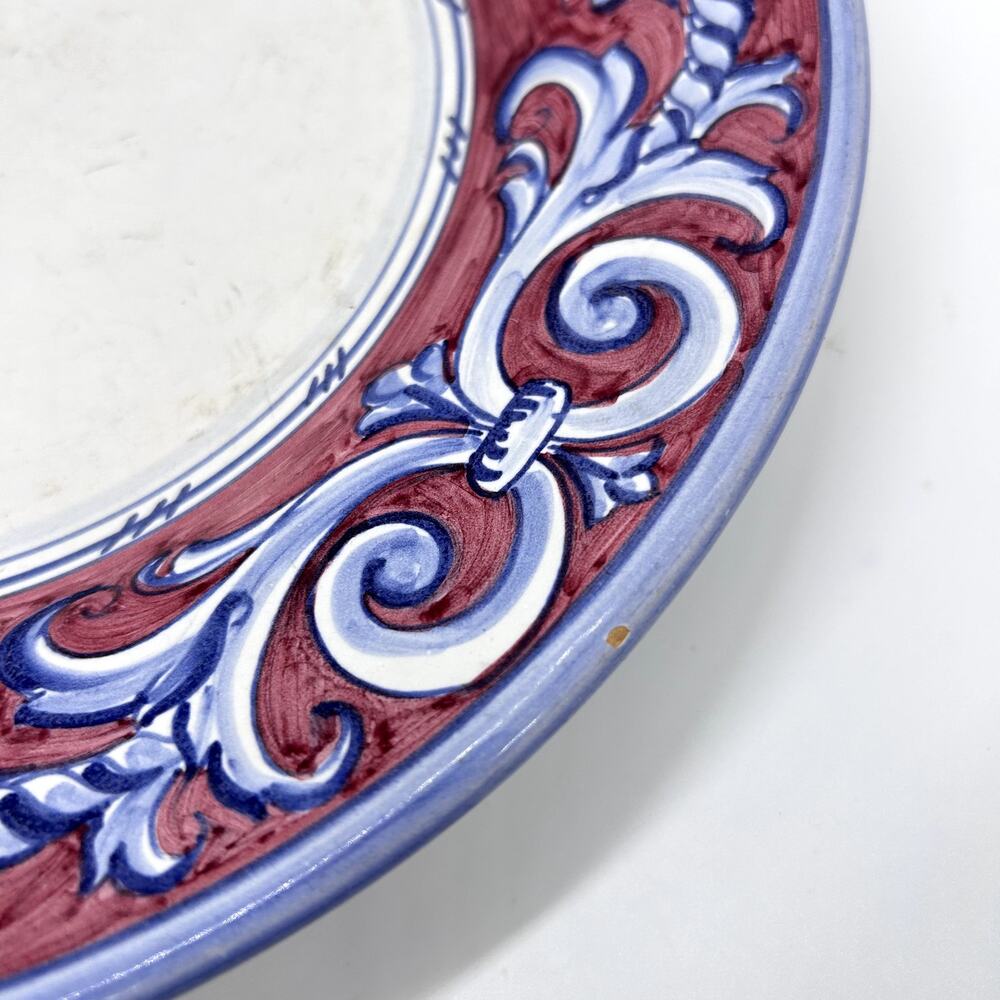 Fratelli Mari Deruta Italy Plates Set of 2 11" Dinner Plates Rubino FLAWED - Picture 9 of 15